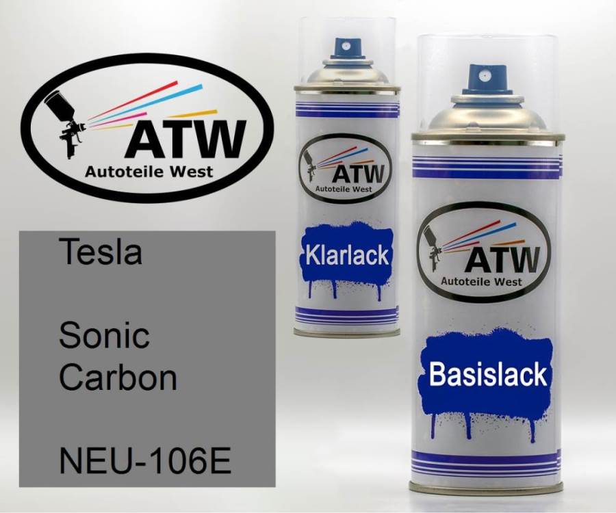 Tesla, Sonic Carbon, NEU-106E: 400ml Sprühdose + 400ml Klarlack - Set, von ATW Autoteile West.